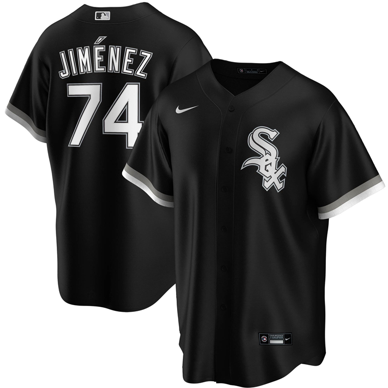 2020 MLB Men Chicago White Sox 74 Eloy Jimenez Nike Black Alternate 2020 Replica Player Jersey 1
